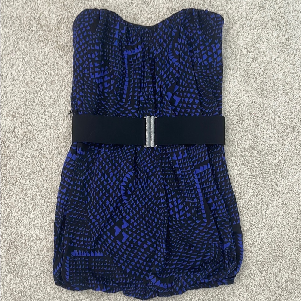 BCBGMaxAzria Blue and Black Mini Dress